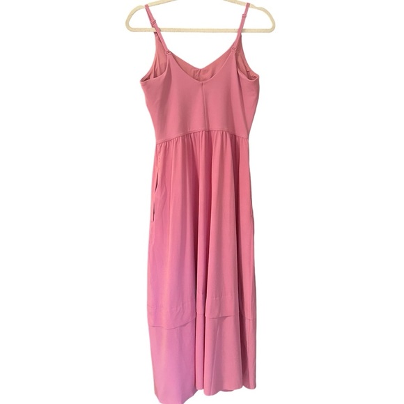 Athleta Pink Elation V Neck Hybrid Tiered Athletic Midi Dress Small - Picture 4 of 11